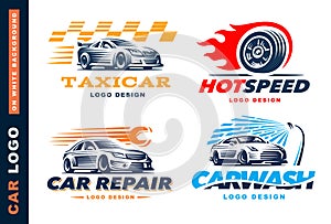 Collection of logos car, taxi service, wash, repair, Competitions