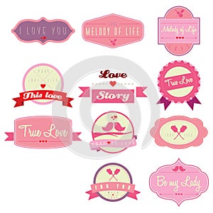 Collection of love labels. Vector illustration decorative background design