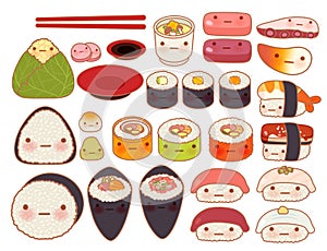 Collection of lovely baby japanese oriental food doodle