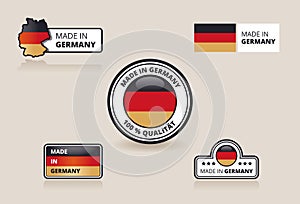 Collection of Made in Germany Labels, Badges and Stickers