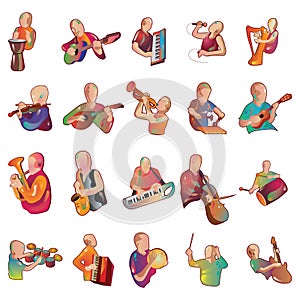 collection of man playing instruments. Vector illustration decorative design