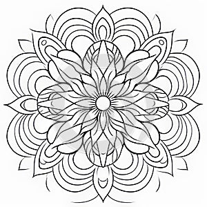 Energetic Mandala Flower Coloring Page In Eilif Peterssen Style photo