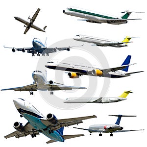 Plane collection isolated on a white background. High resolution
