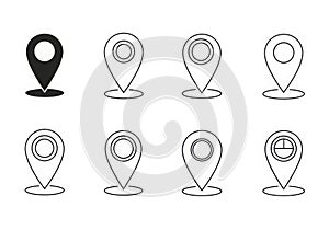 Collection of map pin icons with different styles