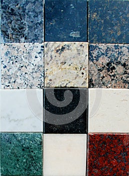 Collection of marble and granite stones
