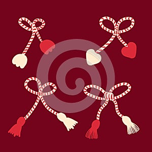 Collection of Martisor vector illustration clipart for March 1st day of spring. Perfect for poster, card, sticker