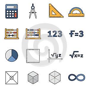 Mathematics and Geometry Icons Set