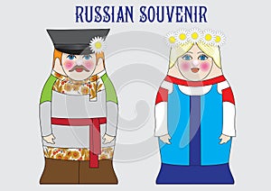 Collection of matreshka. funny coupl.vector illustration