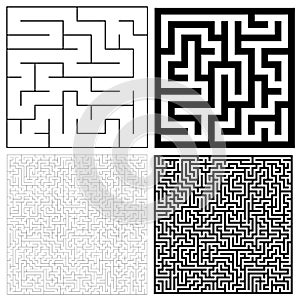 Collection of maze with solution. Vector Labyrinth set.