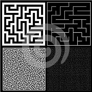 Collection of maze with solution. Vector Labyrinth set.