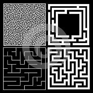 Collection of maze with solution. Vector Labyrinth set.