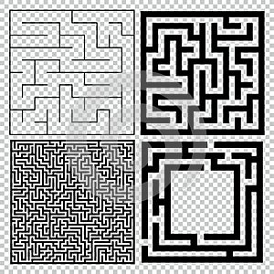 Collection of maze with solution. Vector Labyrinth set.