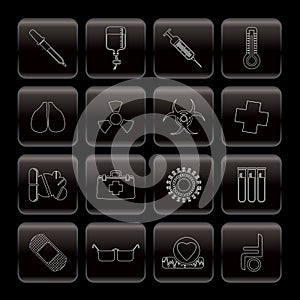 Collection of medical themed icons