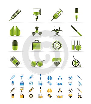 Collection of medical themed icons