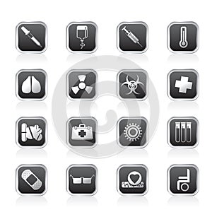 Collection of medical themed icons and warning-signs