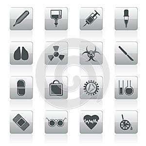 Collection of medical themed icons and warning-signs