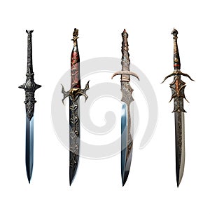 collection of medieval fantasy daggers, swords, knifes. dagger, sword, knife. fantasy elf dagger.