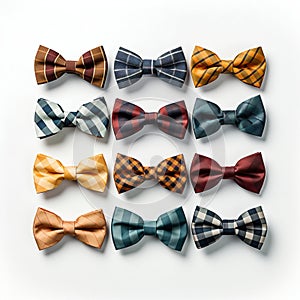 Collection of Men Bow Ties Isolated on White Background. Generative ai