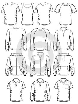 Collection of men clothes outline templates