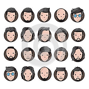 collection of men's hairstyles. Vector illustration decorative design