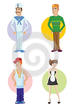 Collection of men and women people workers of various different occupations or profession wearing professional uniform