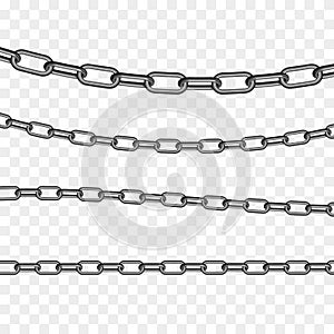 Set of metal chain links isolated. Vector illustration