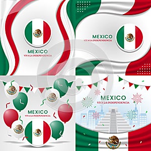 Collection of mexico independence day illustration with elements vector