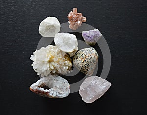 A Collection of Mineral Crystal Stones of Various Colours and Textures