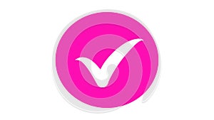 Pink oval with white check mark symbol png