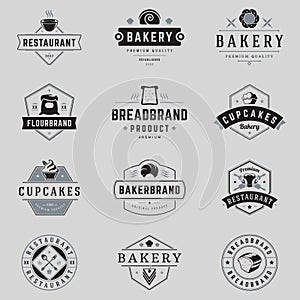 Collection minimalist vintage cafe restaurant food menu logo vector bakery, flour brand, cupcake
