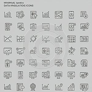 A collection of minimalistic icons representing data visualization concepts. These