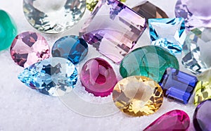 Collection mix colorful of gemstones jewelry