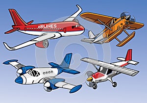 Collection of modern airplane colored version