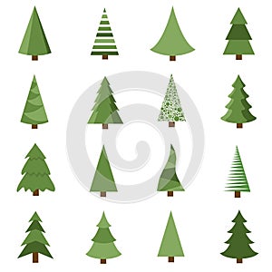 A collection of modern christmas trees green