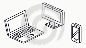 Collection of Modern Electronic Devices, Digital Technology and Connectivity, vector design Generative AI