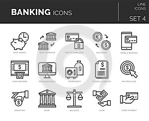 Collection of modern icons set of banking and finance elements