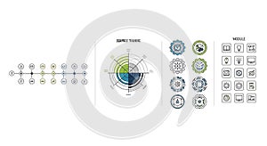 A collection of modern infographic elements and icons for data visualization and presentation