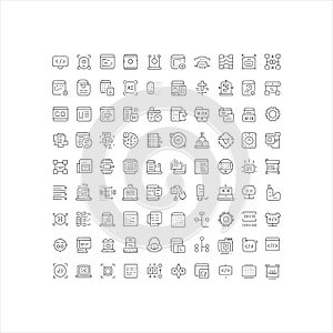 Technology, AI, Data, and Coding Outline Icons Set