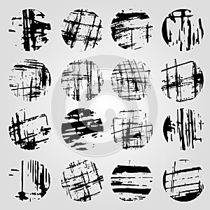 Collection of monochrome grunge band line on a light background