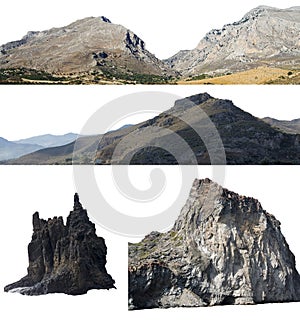 Collection of mountain isolate on white background
