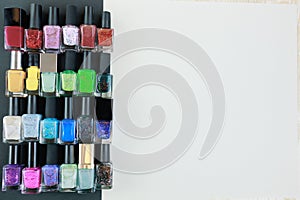 Collection of multi-colored bottles of nail polish