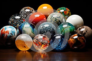 collection of multi-colored glass marbles