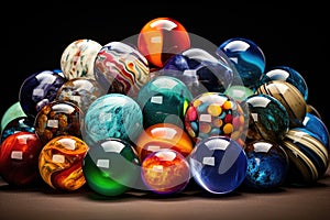 collection of multi-colored glass marbles