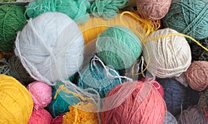 Collection of multi-colored threads for needlework