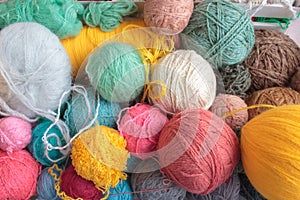 Collection of multi-colored threads for needlework