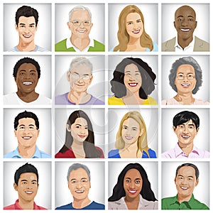 Collection of Multi-ethnic people Concept