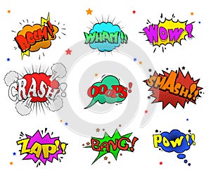 Collection of multicolored comic sound Effects for you design