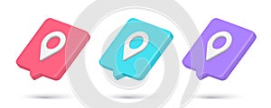 Collection multicolored map pin location pointer quick tips 3d icon vector illustration