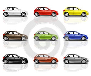 Collection of Multicolored New Modern 3D Cars