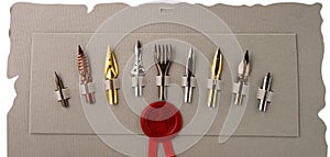Collection of music writing pen nibs
